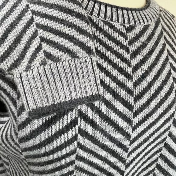 Garnet Hill Sweater S Pima Cotton Baby Alpaca Chevron Slouchy Drop Shoulder - Picture 8 of 12